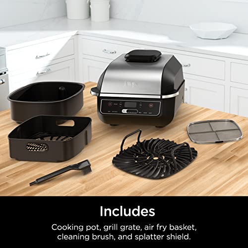 Ninja | Indoor Grill | Foodi | 5-in-1 (Grill, Air Fry, Roast, Bake, and Dehydrate | Fits up to 3lb Roast | Smoke Control System and Dishwasher Safe Parts| Black/Grey | AG301
