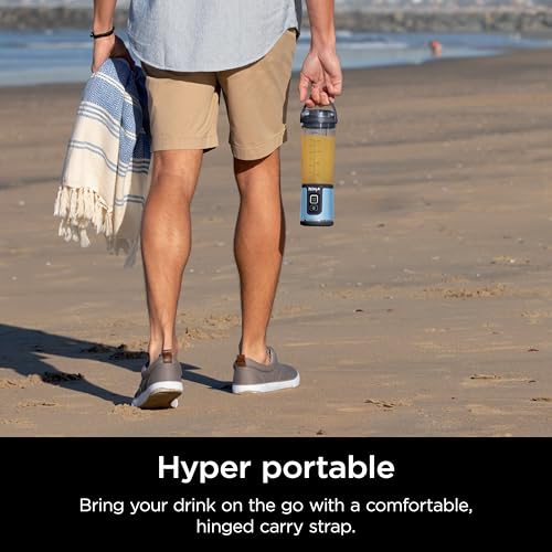 Ninja BC151NV Blast Portable Blender, Cordless, 18oz. Vessel, Personal Blender-for Shakes & Smoothies, BPA Free, Leakproof-Lid & Sip Spout, USB-C Rechargeable, Dishwasher Safe Parts, Denim Blue