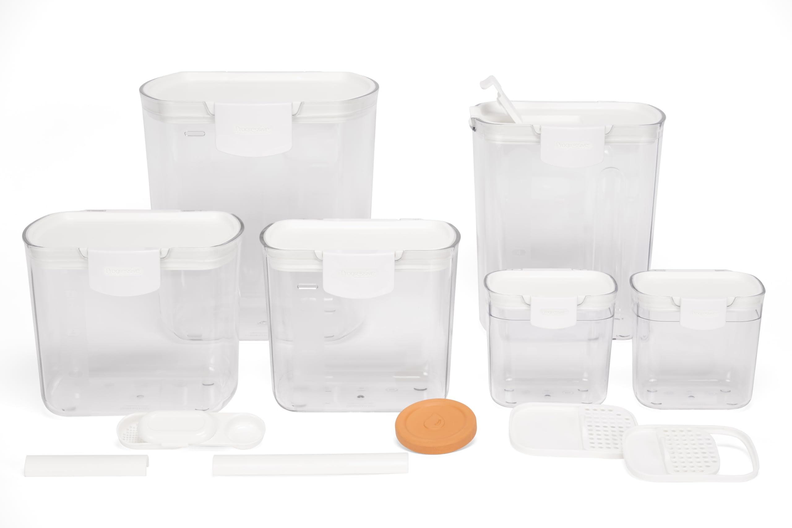 Progressive ProKeeper Baker's Airtight Kitchen Storage Canister Container Set for Flour, Sugar & More, Keeps Ingredients Fresh, with Accessories (Multicolor, 6- Piece)