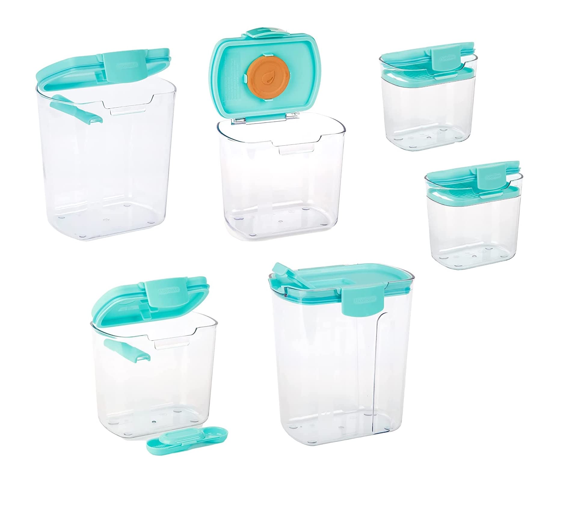 Progressive ProKeeper Baker's Airtight Kitchen Storage Canister Container Set for Flour, Sugar & More, Keeps Ingredients Fresh, with Accessories (Multicolor, 6- Piece)