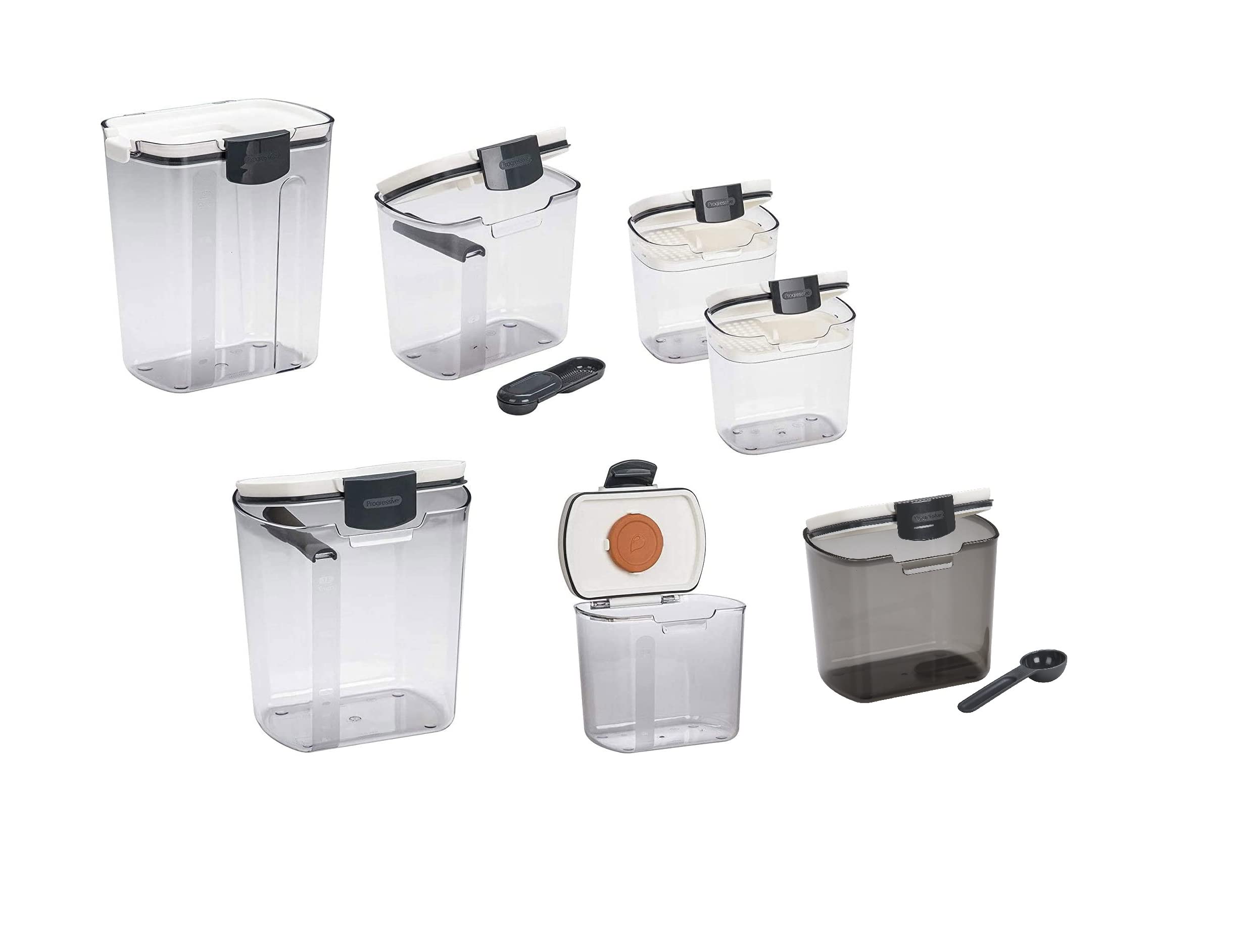 Progressive ProKeeper Baker's Airtight Kitchen Storage Canister Container Set for Flour, Sugar & More, Keeps Ingredients Fresh, with Accessories (Multicolor, 6- Piece)