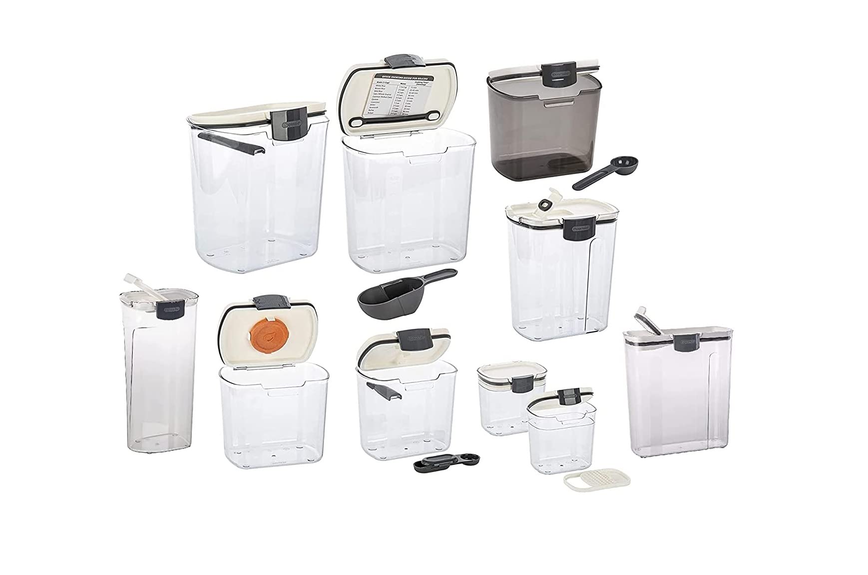Progressive ProKeeper Baker's Airtight Kitchen Storage Canister Container Set for Flour, Sugar & More, Keeps Ingredients Fresh, with Accessories (Multicolor, 6- Piece)