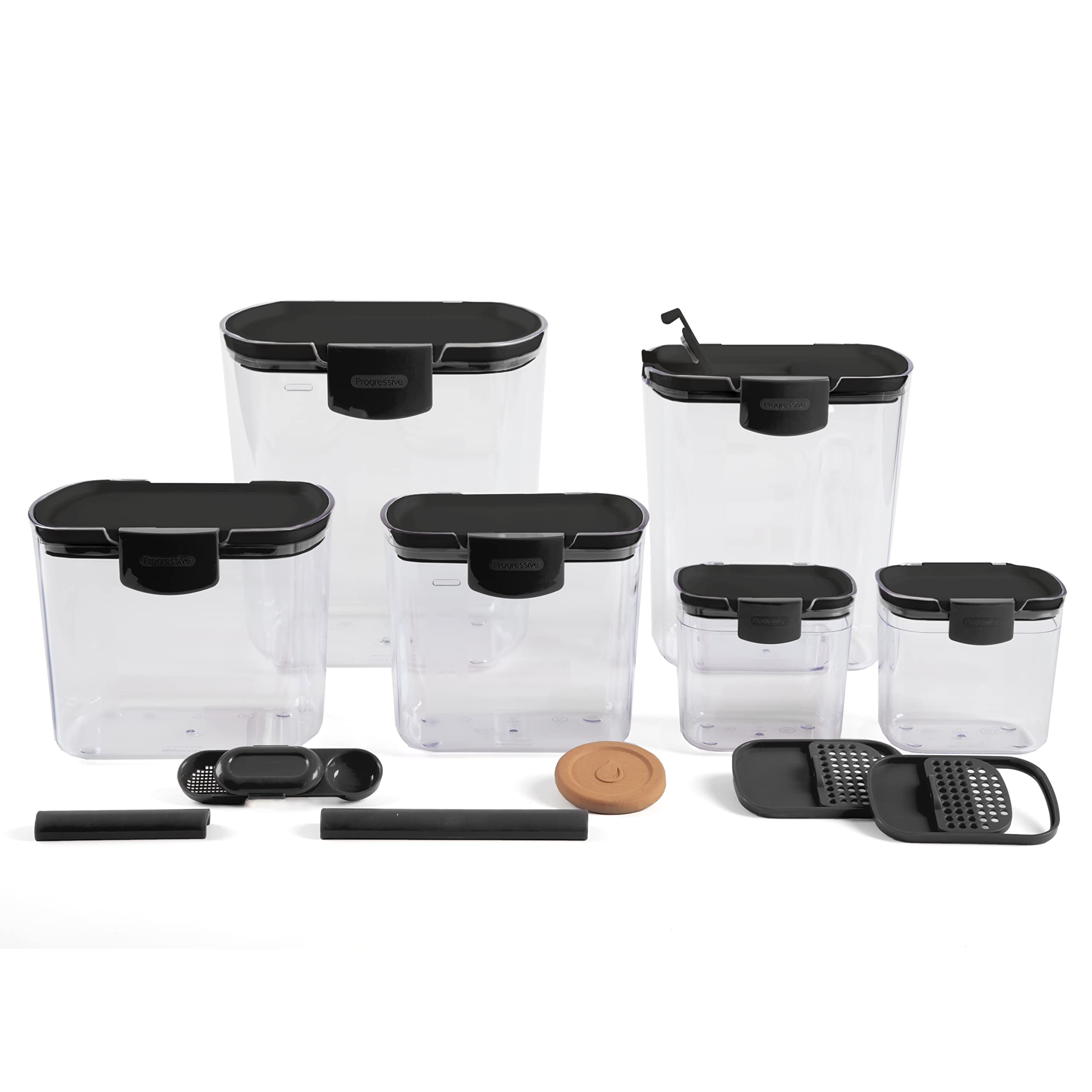 Progressive ProKeeper Baker's Airtight Kitchen Storage Canister Container Set for Flour, Sugar & More, Keeps Ingredients Fresh, with Accessories (Multicolor, 6- Piece)
