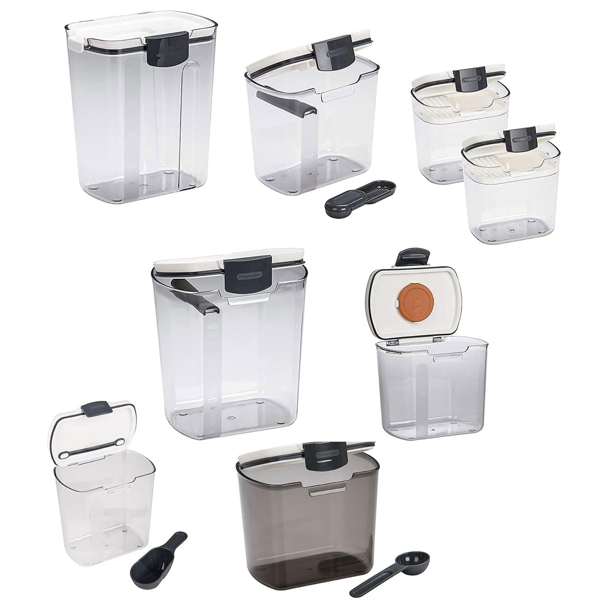Progressive ProKeeper Baker's Airtight Kitchen Storage Canister Container Set for Flour, Sugar & More, Keeps Ingredients Fresh, with Accessories (Multicolor, 6- Piece)