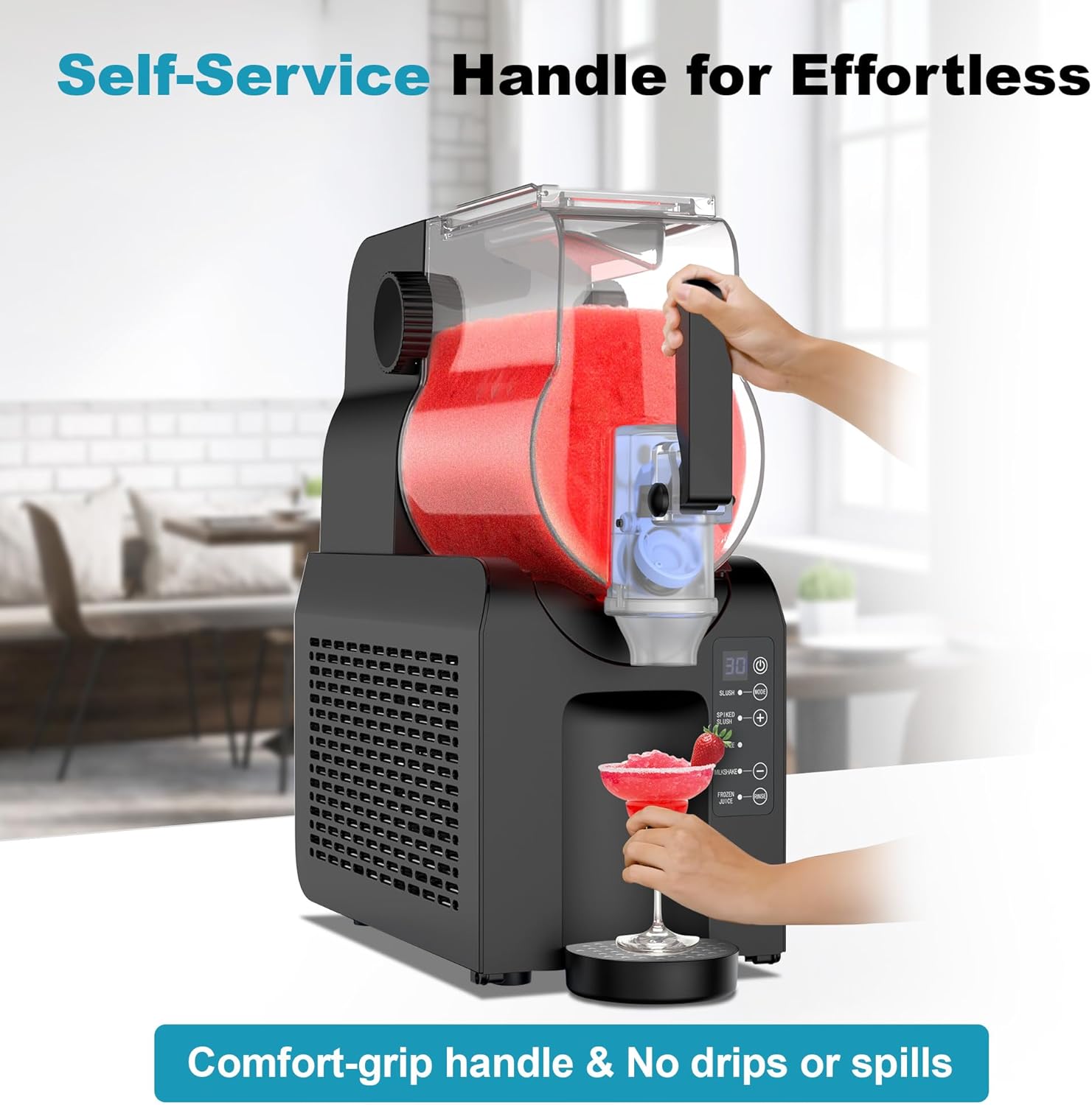 Commercial Slushy Machine, 88 oz. Slushy Maker Machine for Home, No Ice Needed, Slushie Machine with Adjustable Smoothie Thickness, Frozen Drink Machine for Smoothies, Frappés, Milkshakes, Cocktails