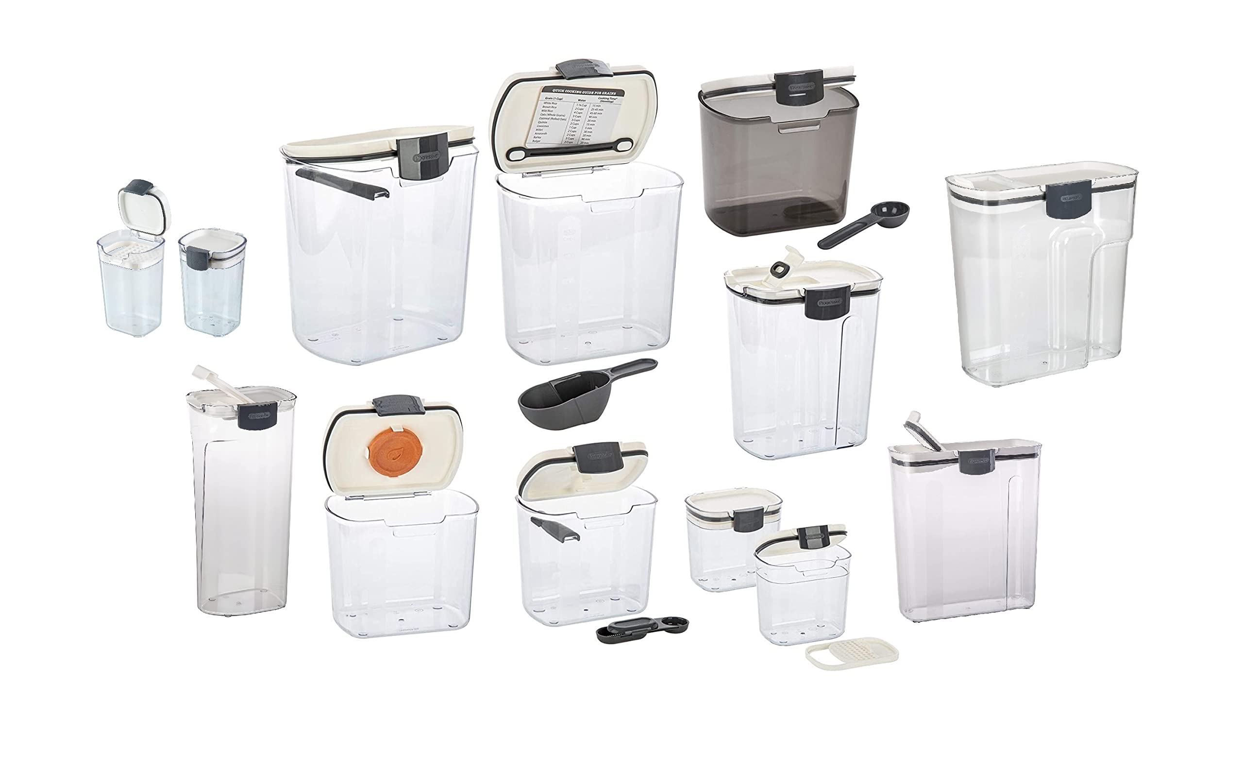 Progressive ProKeeper Baker's Airtight Kitchen Storage Canister Container Set for Flour, Sugar & More, Keeps Ingredients Fresh, with Accessories (Multicolor, 6- Piece)