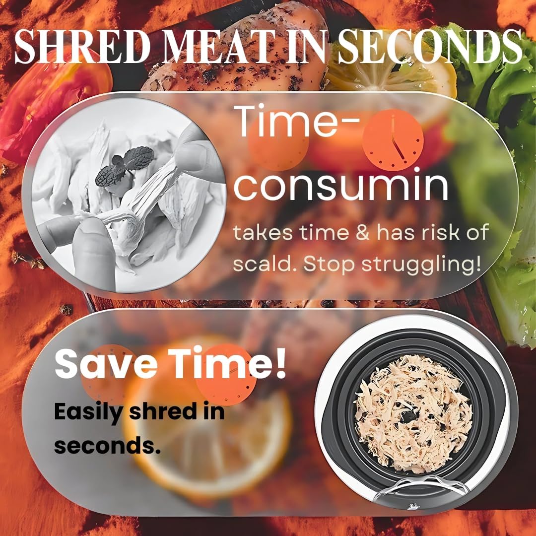 Chicken Shredder Tool Twist 4-in-1Meat Shredder Set with Tong Cleaning Brush & Tray-Fast Shredded Meat & BBQ Prep,Anti Slip & Sharp Blades, BPA Free,Dishwasher Safe Desmenuzador De Pollo