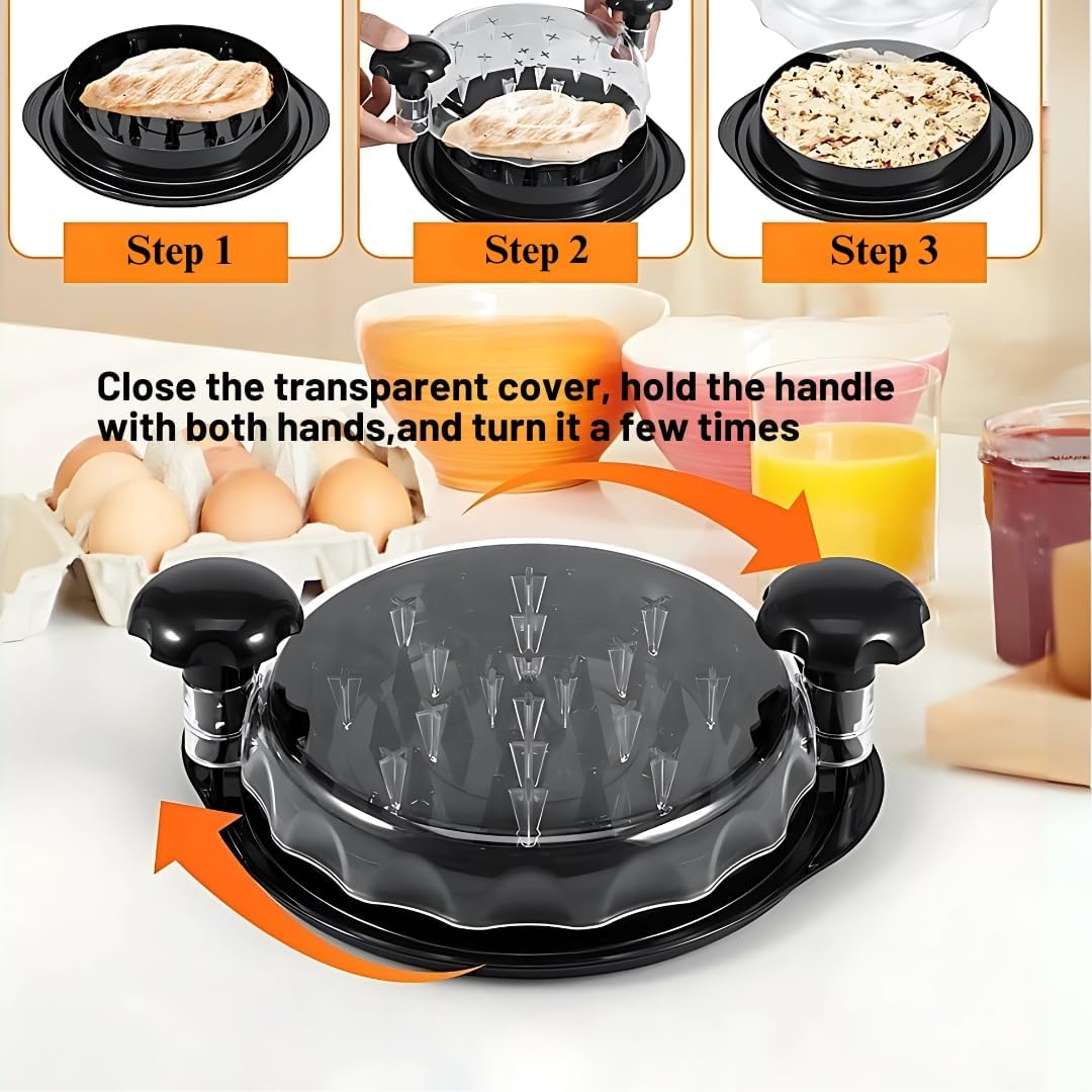 Chicken Shredder Tool Twist 4-in-1Meat Shredder Set with Tong Cleaning Brush & Tray-Fast Shredded Meat & BBQ Prep,Anti Slip & Sharp Blades, BPA Free,Dishwasher Safe Desmenuzador De Pollo
