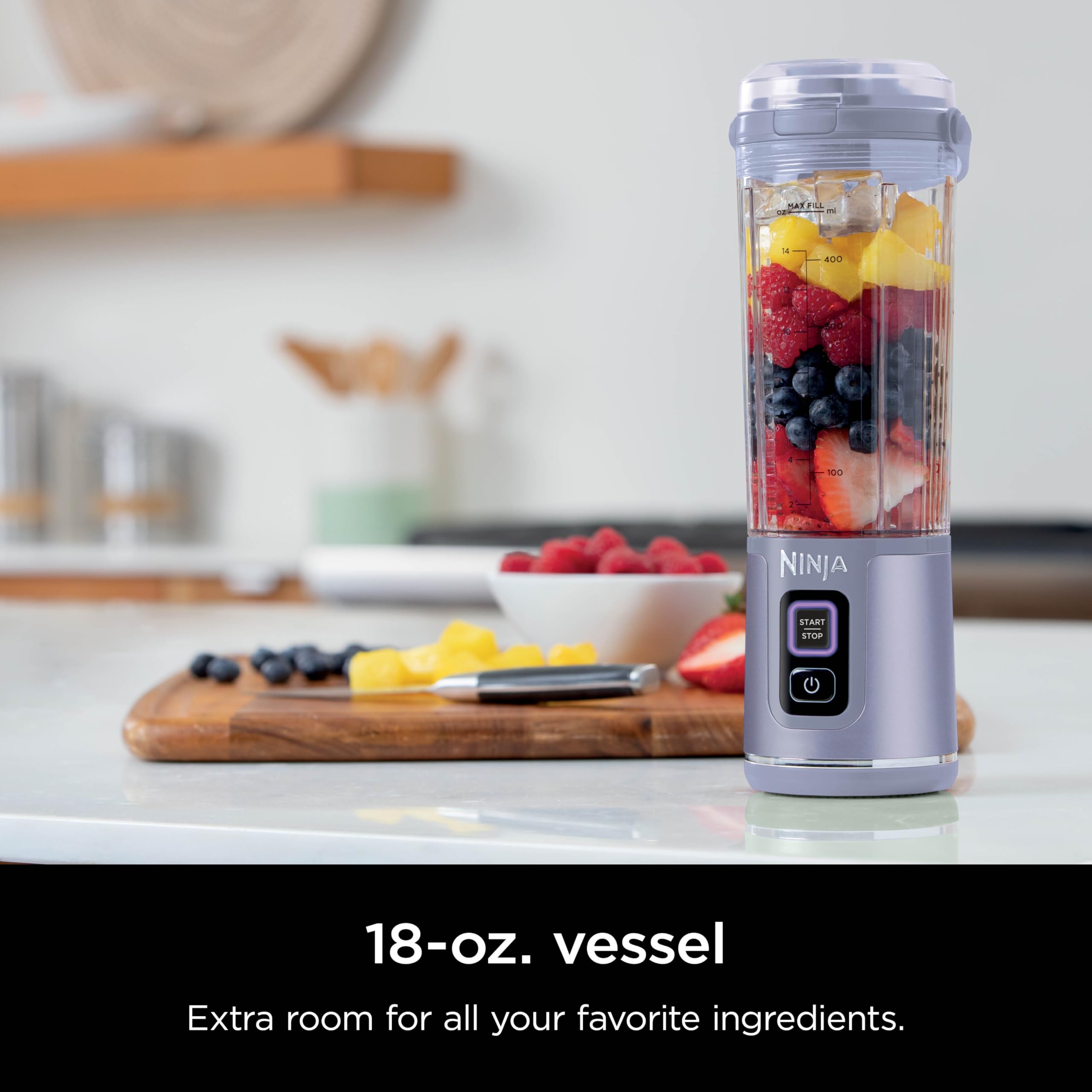 Ninja BC151NV Blast Portable Blender, Cordless, 18oz. Vessel, Personal Blender-for Shakes & Smoothies, BPA Free, Leakproof-Lid & Sip Spout, USB-C Rechargeable, Dishwasher Safe Parts, Denim Blue