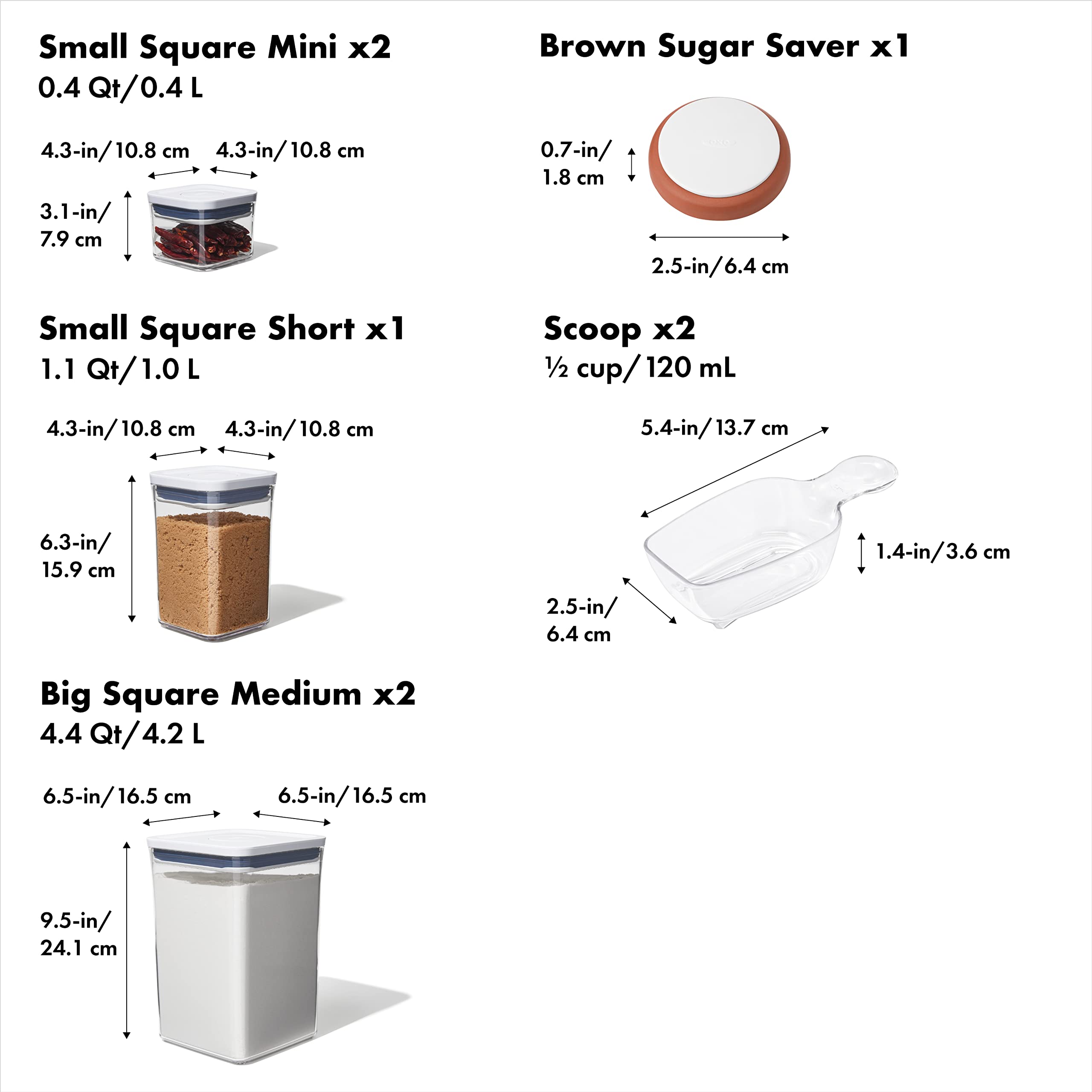 OXO Good Grips 8-Piece Prelabeled Baking POP Container Set