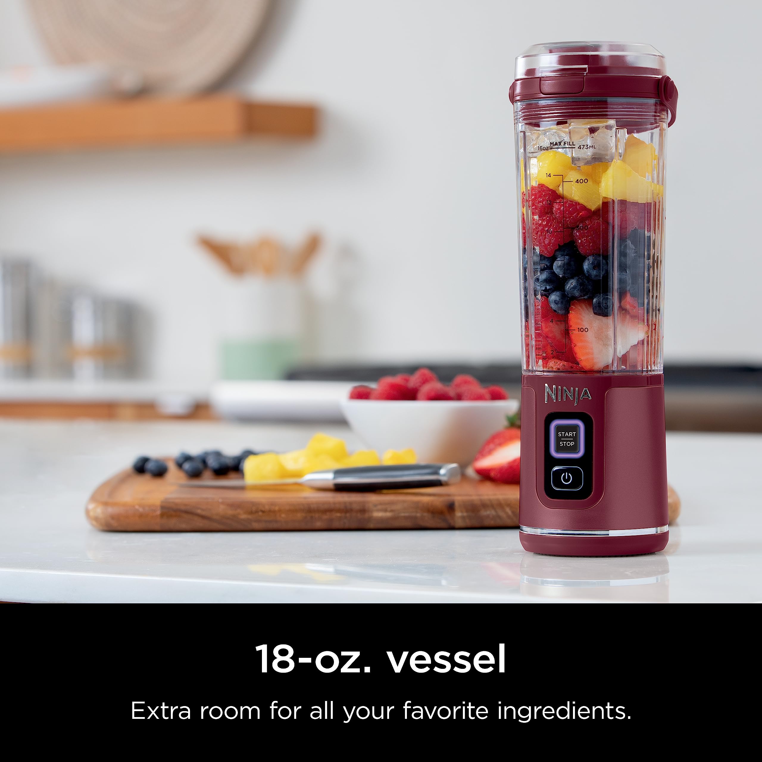 Ninja BC151NV Blast Portable Blender, Cordless, 18oz. Vessel, Personal Blender-for Shakes & Smoothies, BPA Free, Leakproof-Lid & Sip Spout, USB-C Rechargeable, Dishwasher Safe Parts, Denim Blue