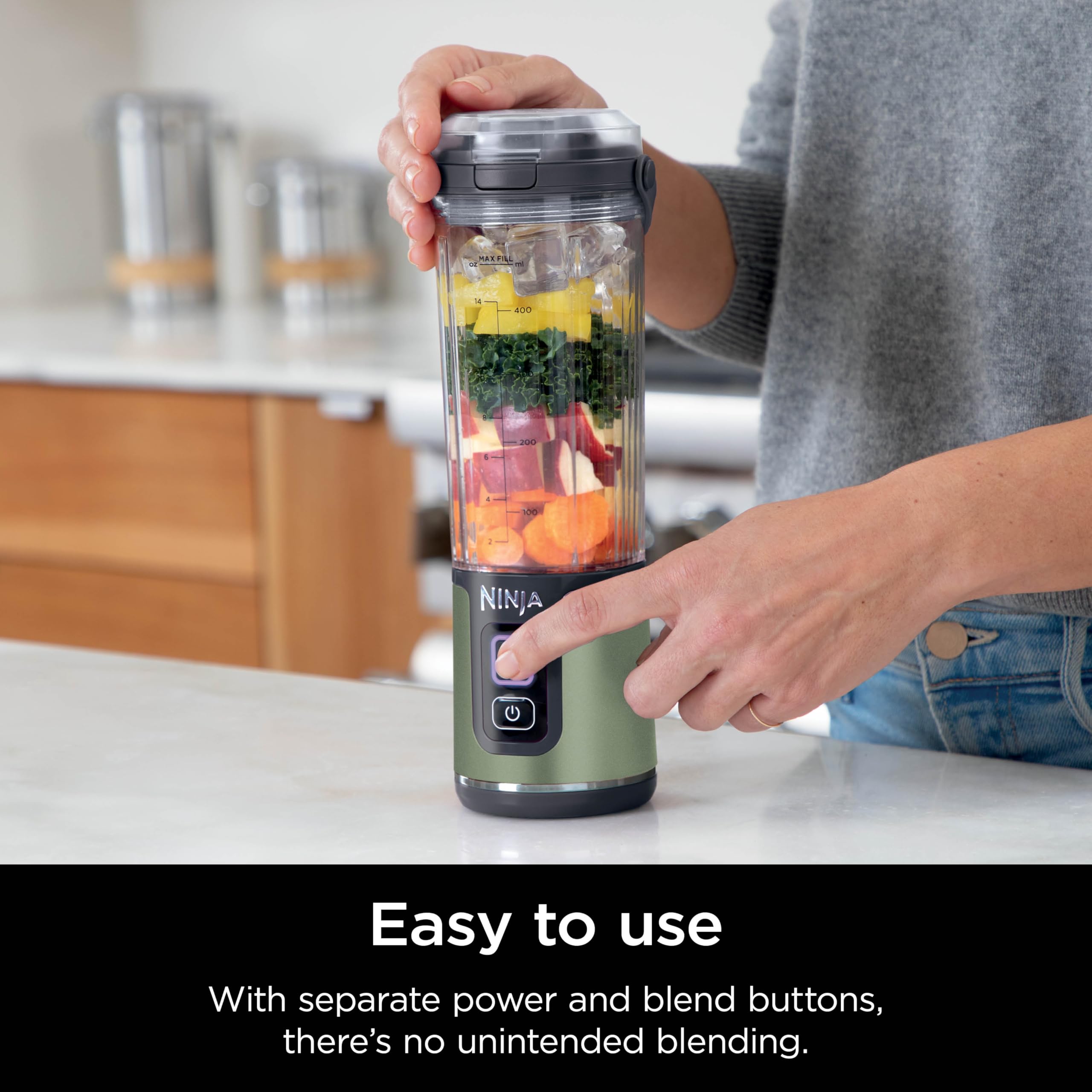 Ninja BC151NV Blast Portable Blender, Cordless, 18oz. Vessel, Personal Blender-for Shakes & Smoothies, BPA Free, Leakproof-Lid & Sip Spout, USB-C Rechargeable, Dishwasher Safe Parts, Denim Blue