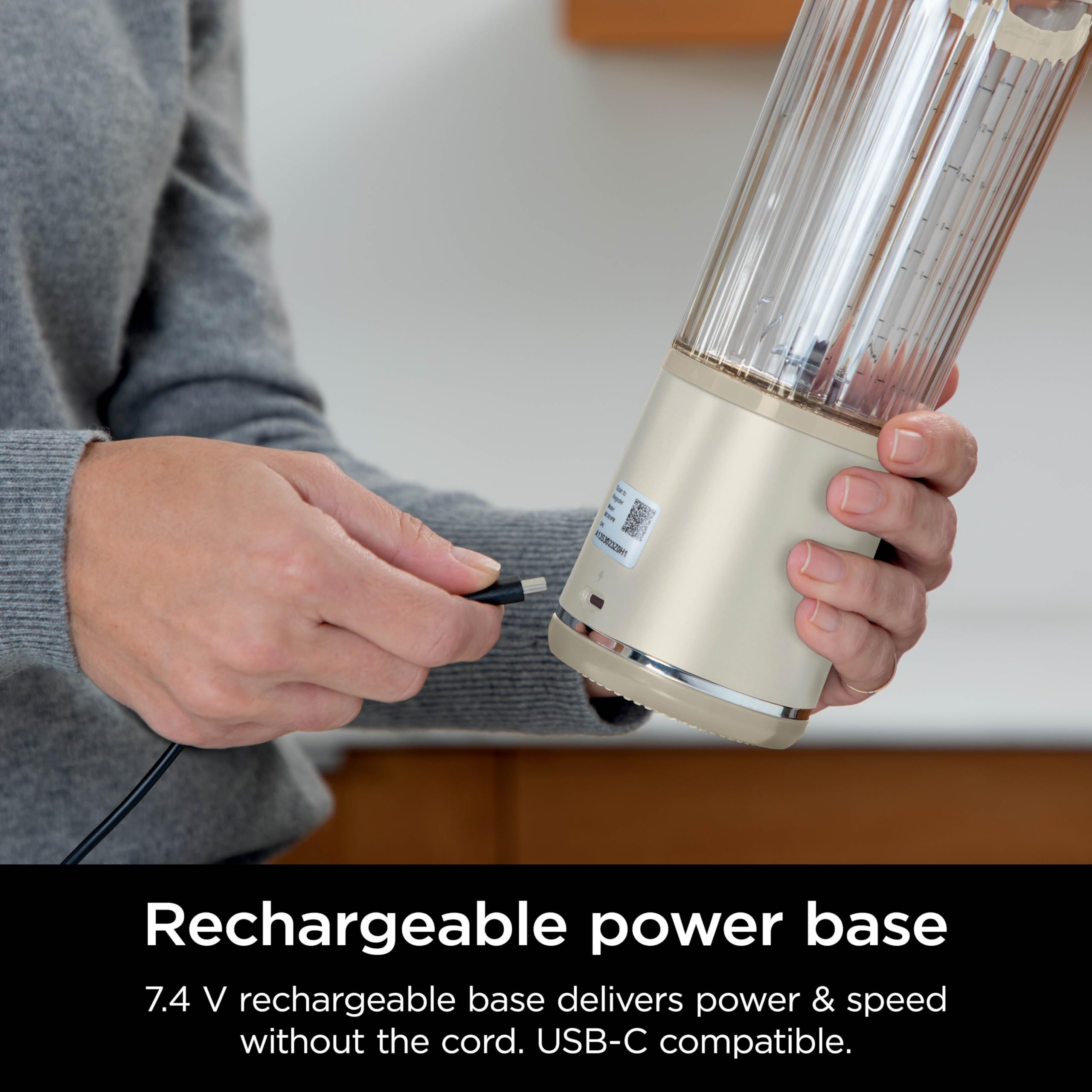 Ninja BC151NV Blast Portable Blender, Cordless, 18oz. Vessel, Personal Blender-for Shakes & Smoothies, BPA Free, Leakproof-Lid & Sip Spout, USB-C Rechargeable, Dishwasher Safe Parts, Denim Blue