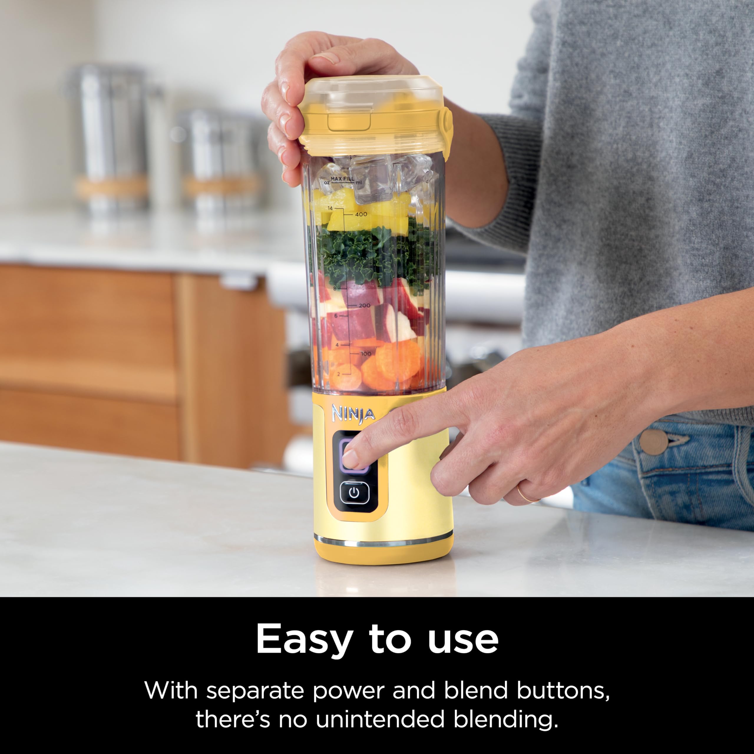 Ninja BC151NV Blast Portable Blender, Cordless, 18oz. Vessel, Personal Blender-for Shakes & Smoothies, BPA Free, Leakproof-Lid & Sip Spout, USB-C Rechargeable, Dishwasher Safe Parts, Denim Blue