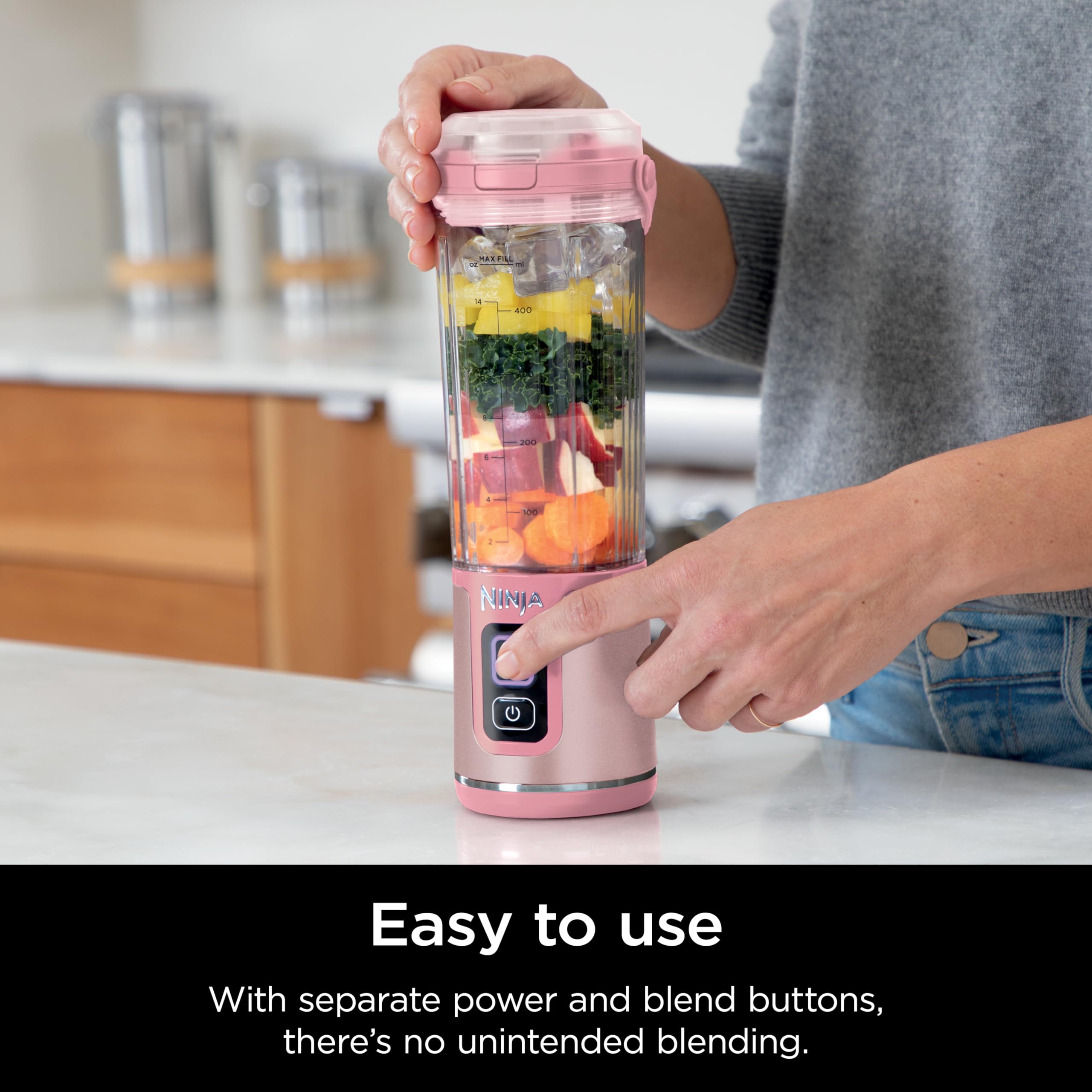 Ninja BC151NV Blast Portable Blender, Cordless, 18oz. Vessel, Personal Blender-for Shakes & Smoothies, BPA Free, Leakproof-Lid & Sip Spout, USB-C Rechargeable, Dishwasher Safe Parts, Denim Blue