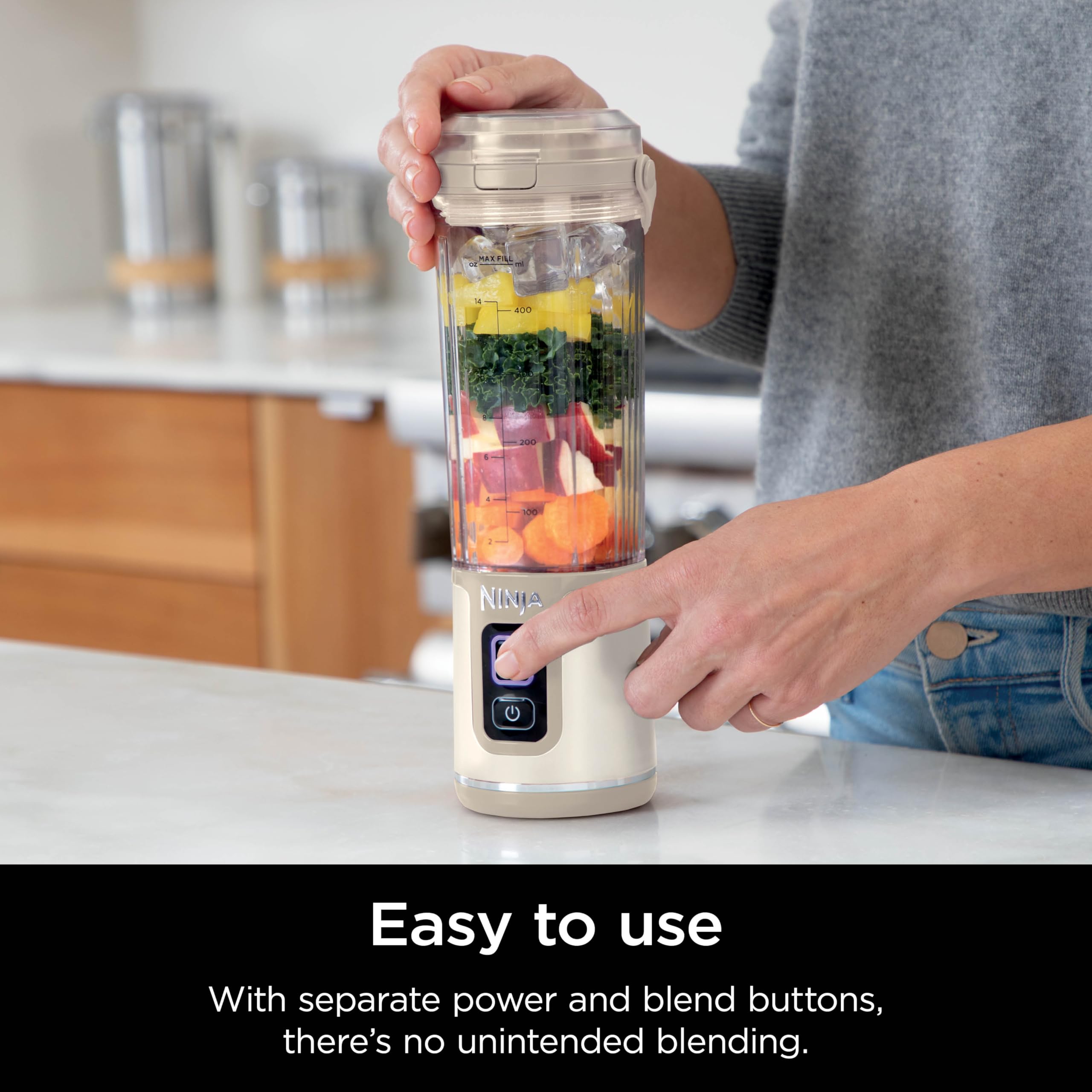 Ninja BC151NV Blast Portable Blender, Cordless, 18oz. Vessel, Personal Blender-for Shakes & Smoothies, BPA Free, Leakproof-Lid & Sip Spout, USB-C Rechargeable, Dishwasher Safe Parts, Denim Blue