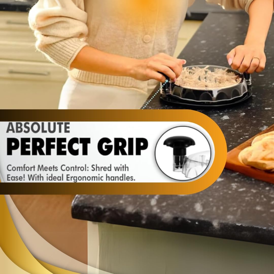 Chicken Shredder Tool Twist 4-in-1Meat Shredder Set with Tong Cleaning Brush & Tray-Fast Shredded Meat & BBQ Prep,Anti Slip & Sharp Blades, BPA Free,Dishwasher Safe Desmenuzador De Pollo