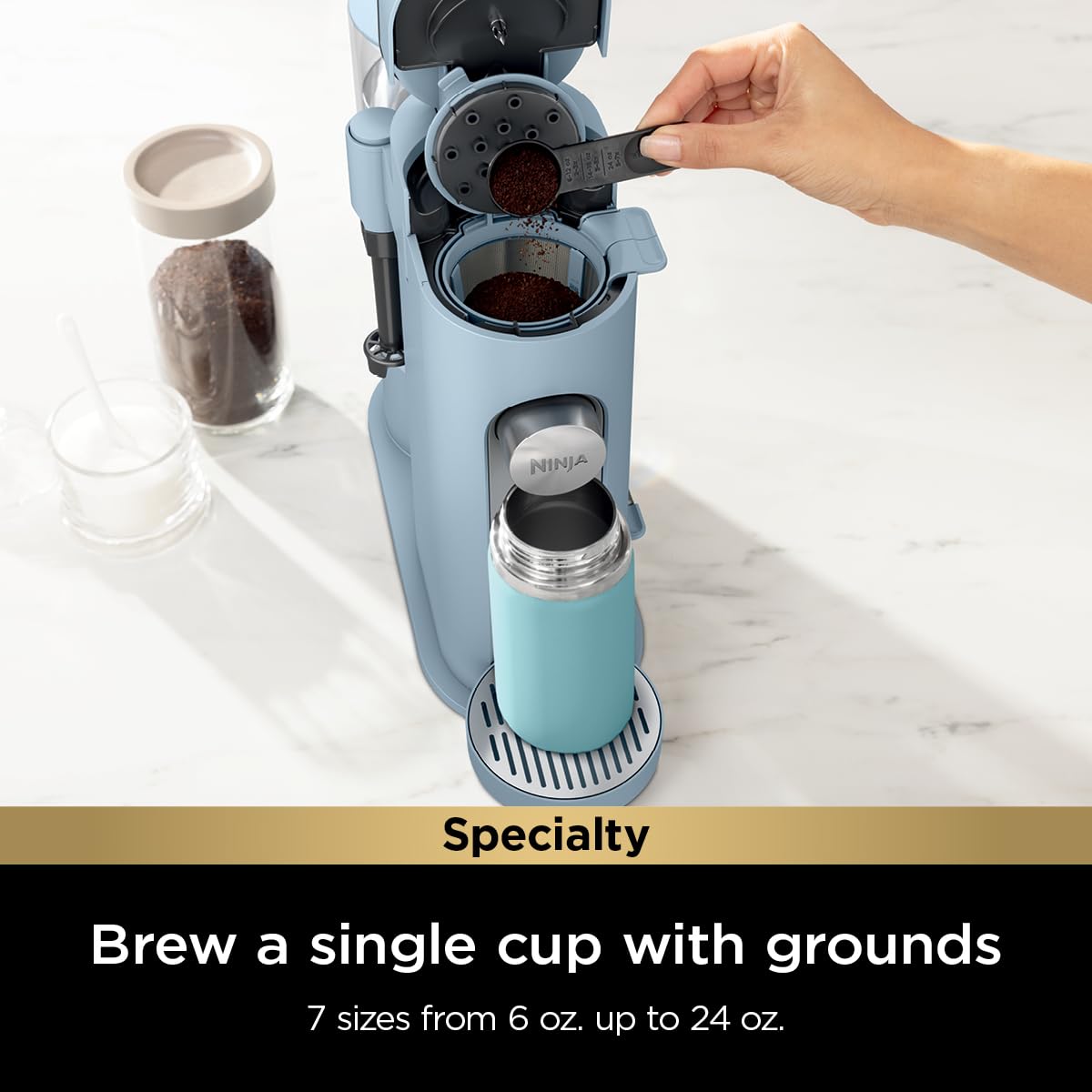 Ninja | Coffee Maker | Single Serve |Brew with Coffee Pods & Grounds| Compatible with K-Cup Coffee Pods | 4 Brew Styles, up to 24oz Cup Sizes & 56oz Removable Reservoir | Black | PB051