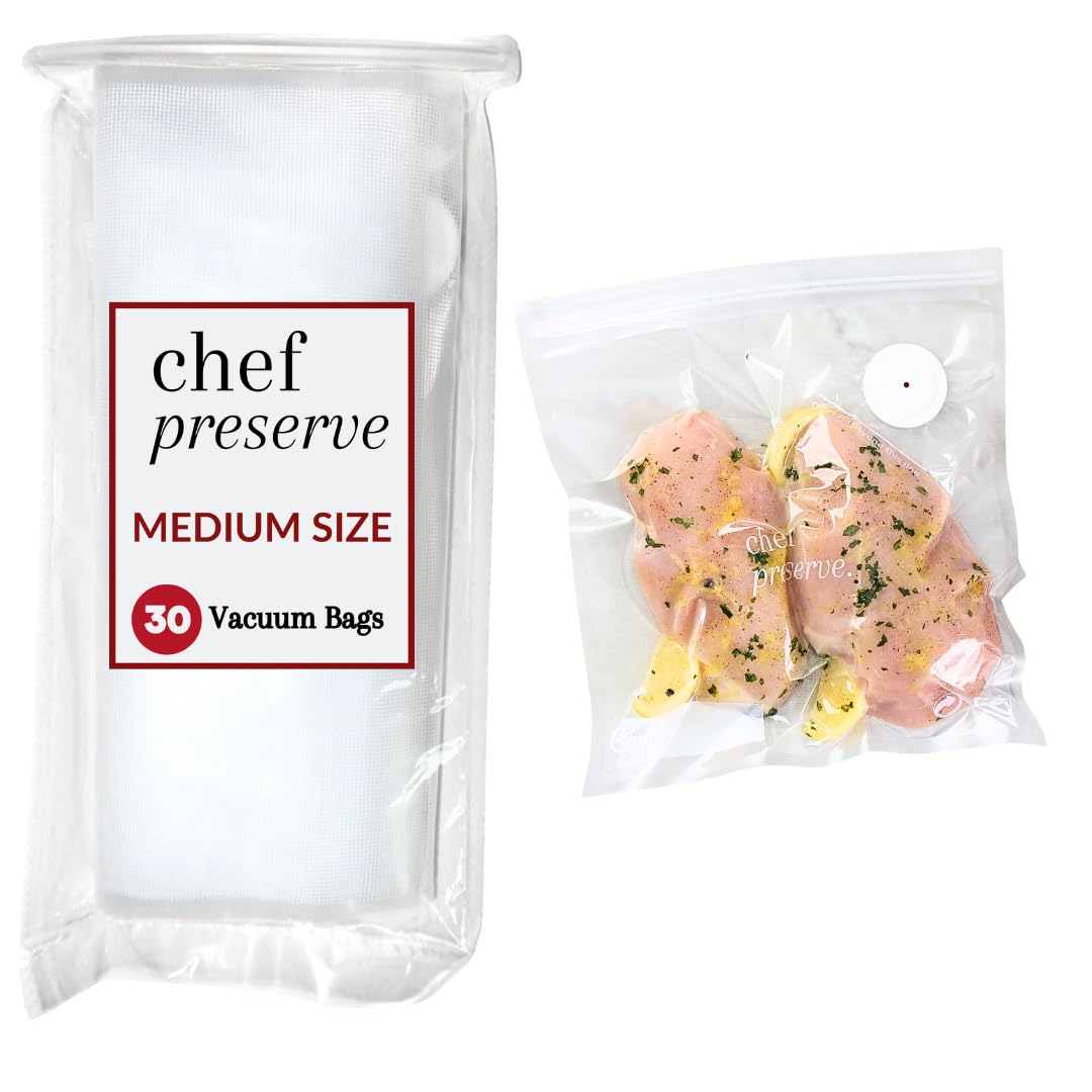 Chef Preserve Compact Vacuum Sealer for Food (Vacuum Sealer Machine + 30 Reusable Vacuum Bags) Powerful Handheld Vacuum Sealer Machine, Seal Meal Saver, Portable Food Sealer