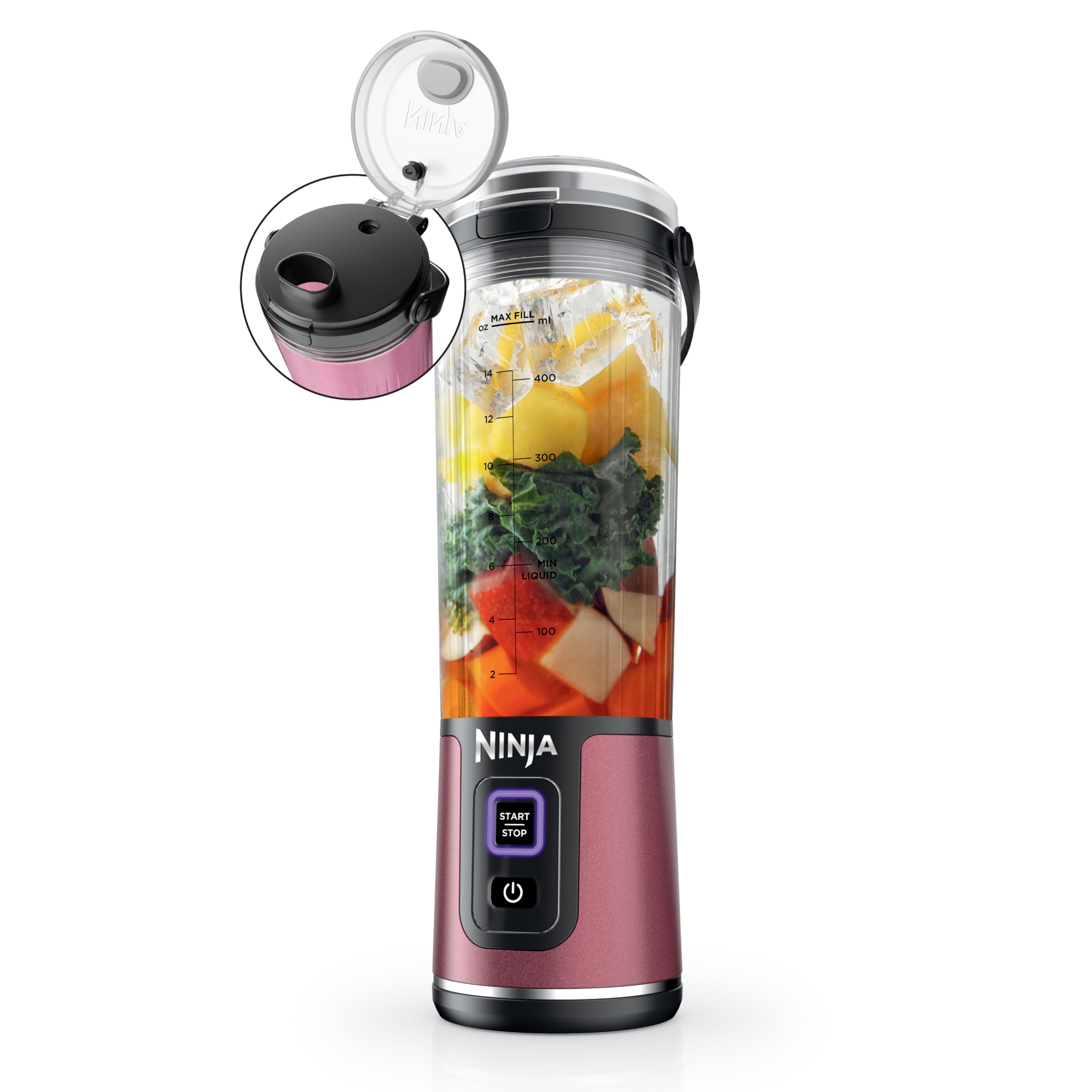 Ninja BC151NV Blast Portable Blender, Cordless, 18oz. Vessel, Personal Blender-for Shakes & Smoothies, BPA Free, Leakproof-Lid & Sip Spout, USB-C Rechargeable, Dishwasher Safe Parts, Denim Blue