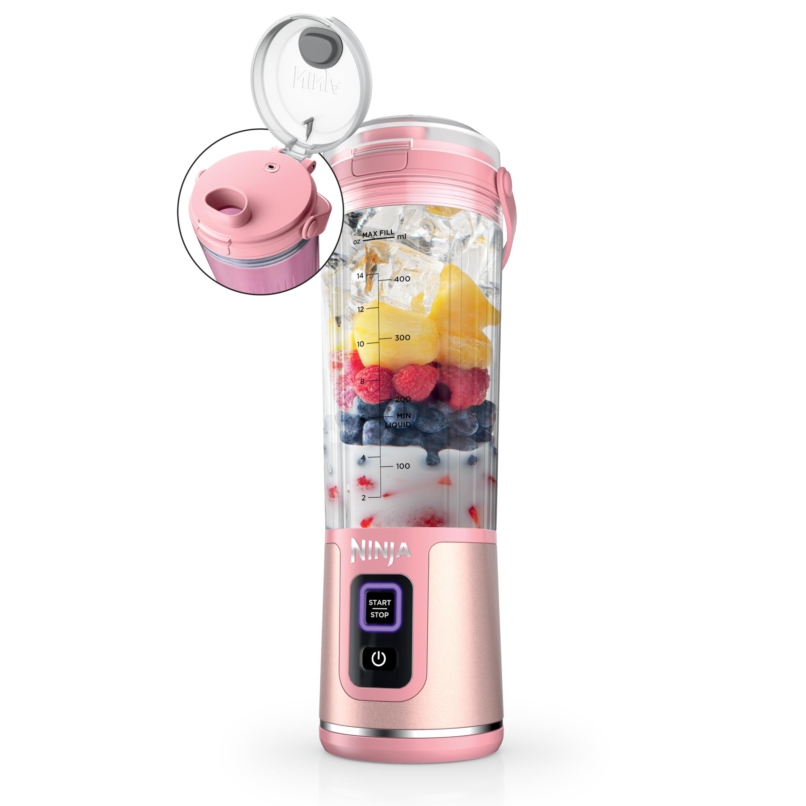 Ninja BC151NV Blast Portable Blender, Cordless, 18oz. Vessel, Personal Blender-for Shakes & Smoothies, BPA Free, Leakproof-Lid & Sip Spout, USB-C Rechargeable, Dishwasher Safe Parts, Denim Blue