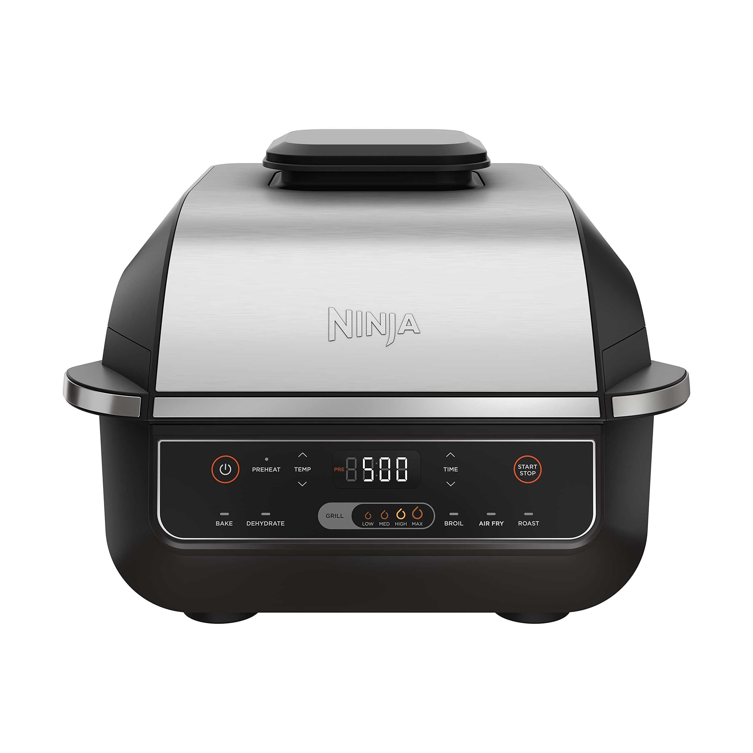 Ninja | Indoor Grill | Foodi | 5-in-1 (Grill, Air Fry, Roast, Bake, and Dehydrate | Fits up to 3lb Roast | Smoke Control System and Dishwasher Safe Parts| Black/Grey | AG301