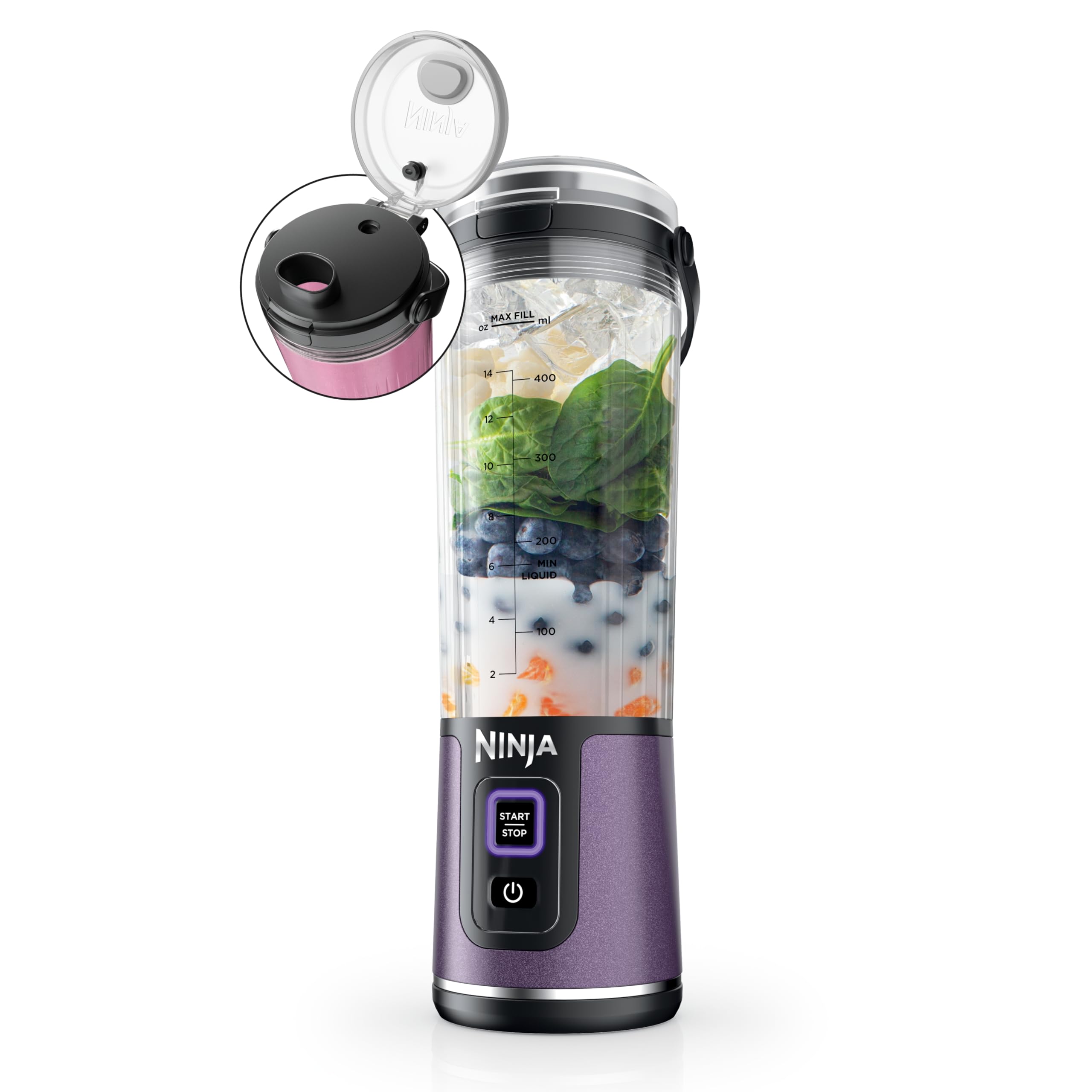 Ninja BC151NV Blast Portable Blender, Cordless, 18oz. Vessel, Personal Blender-for Shakes & Smoothies, BPA Free, Leakproof-Lid & Sip Spout, USB-C Rechargeable, Dishwasher Safe Parts, Denim Blue