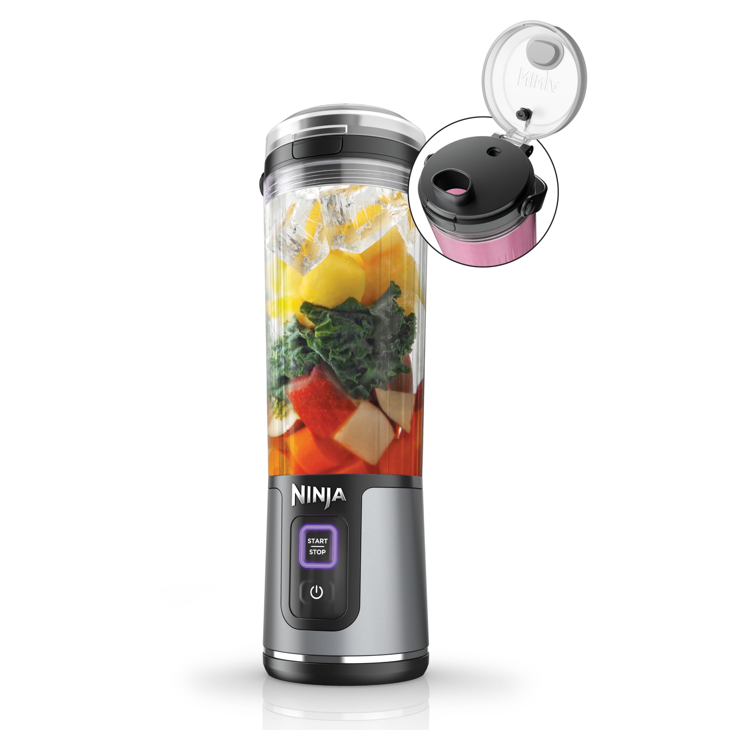 Ninja BC151NV Blast Portable Blender, Cordless, 18oz. Vessel, Personal Blender-for Shakes & Smoothies, BPA Free, Leakproof-Lid & Sip Spout, USB-C Rechargeable, Dishwasher Safe Parts, Denim Blue
