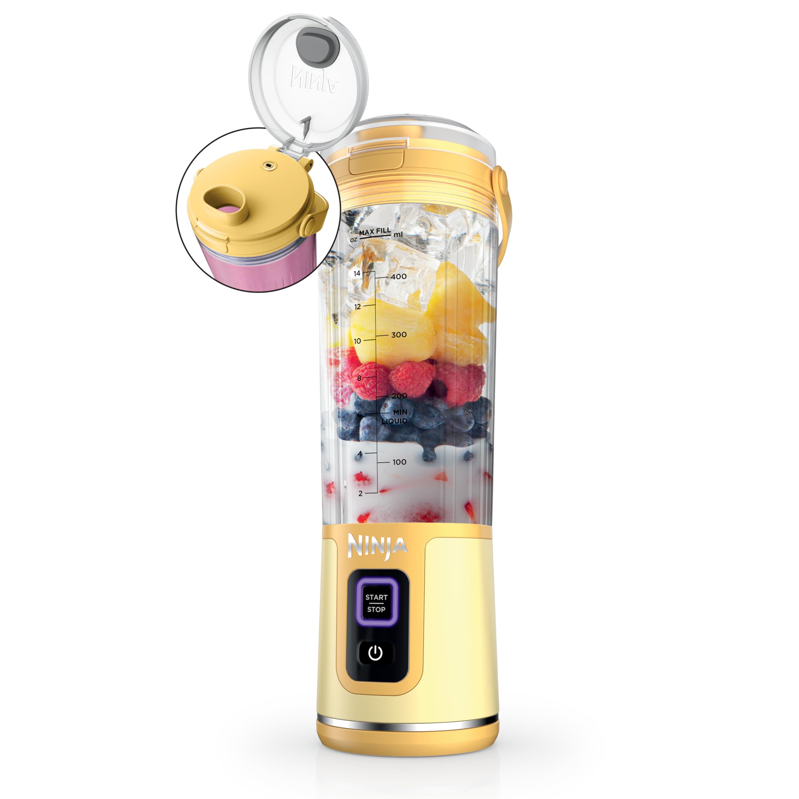 Ninja BC151NV Blast Portable Blender, Cordless, 18oz. Vessel, Personal Blender-for Shakes & Smoothies, BPA Free, Leakproof-Lid & Sip Spout, USB-C Rechargeable, Dishwasher Safe Parts, Denim Blue