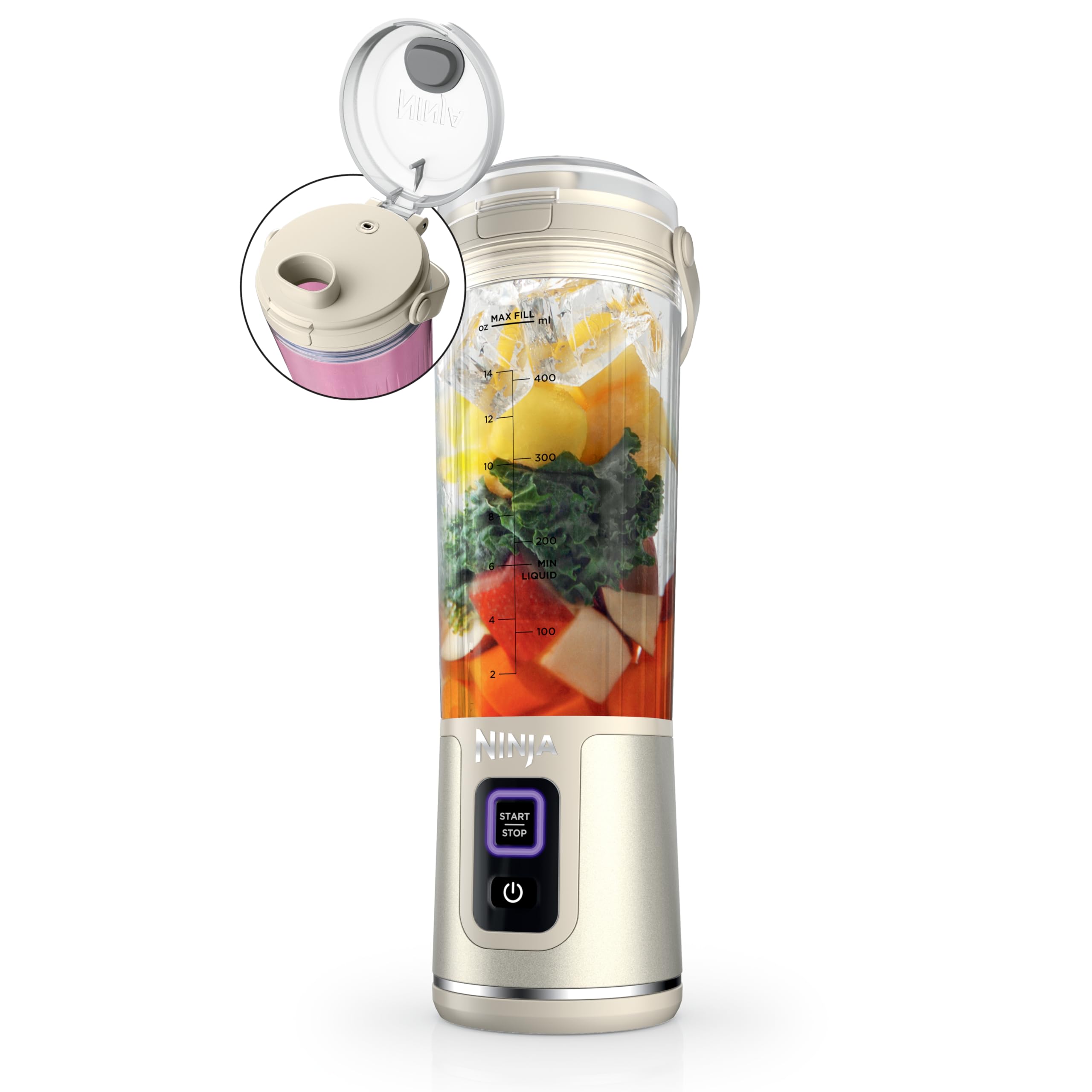 Ninja BC151NV Blast Portable Blender, Cordless, 18oz. Vessel, Personal Blender-for Shakes & Smoothies, BPA Free, Leakproof-Lid & Sip Spout, USB-C Rechargeable, Dishwasher Safe Parts, Denim Blue