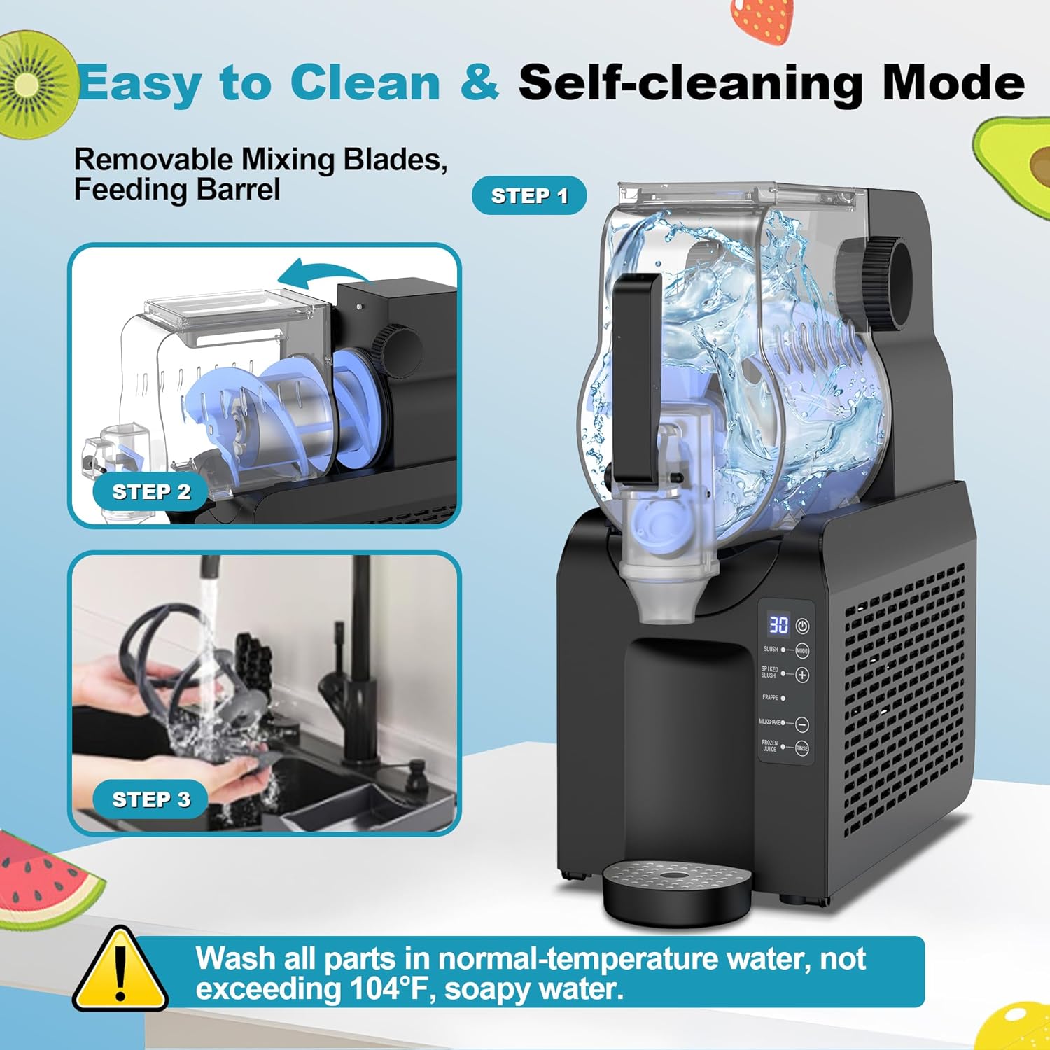 Commercial Slushy Machine, 88 oz. Slushy Maker Machine for Home, No Ice Needed, Slushie Machine with Adjustable Smoothie Thickness, Frozen Drink Machine for Smoothies, Frappés, Milkshakes, Cocktails