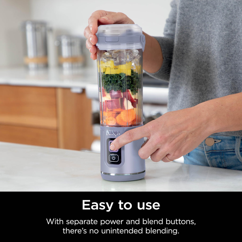 Ninja BC151NV Blast Portable Blender, Cordless, 18oz. Vessel, Personal Blender-for Shakes & Smoothies, BPA Free, Leakproof-Lid & Sip Spout, USB-C Rechargeable, Dishwasher Safe Parts, Denim Blue