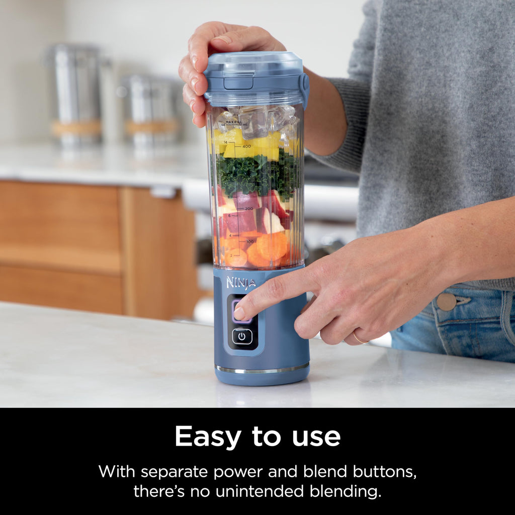 Ninja BC151NV Blast Portable Blender, Cordless, 18oz. Vessel, Personal Blender-for Shakes & Smoothies, BPA Free, Leakproof-Lid & Sip Spout, USB-C Rechargeable, Dishwasher Safe Parts, Denim Blue