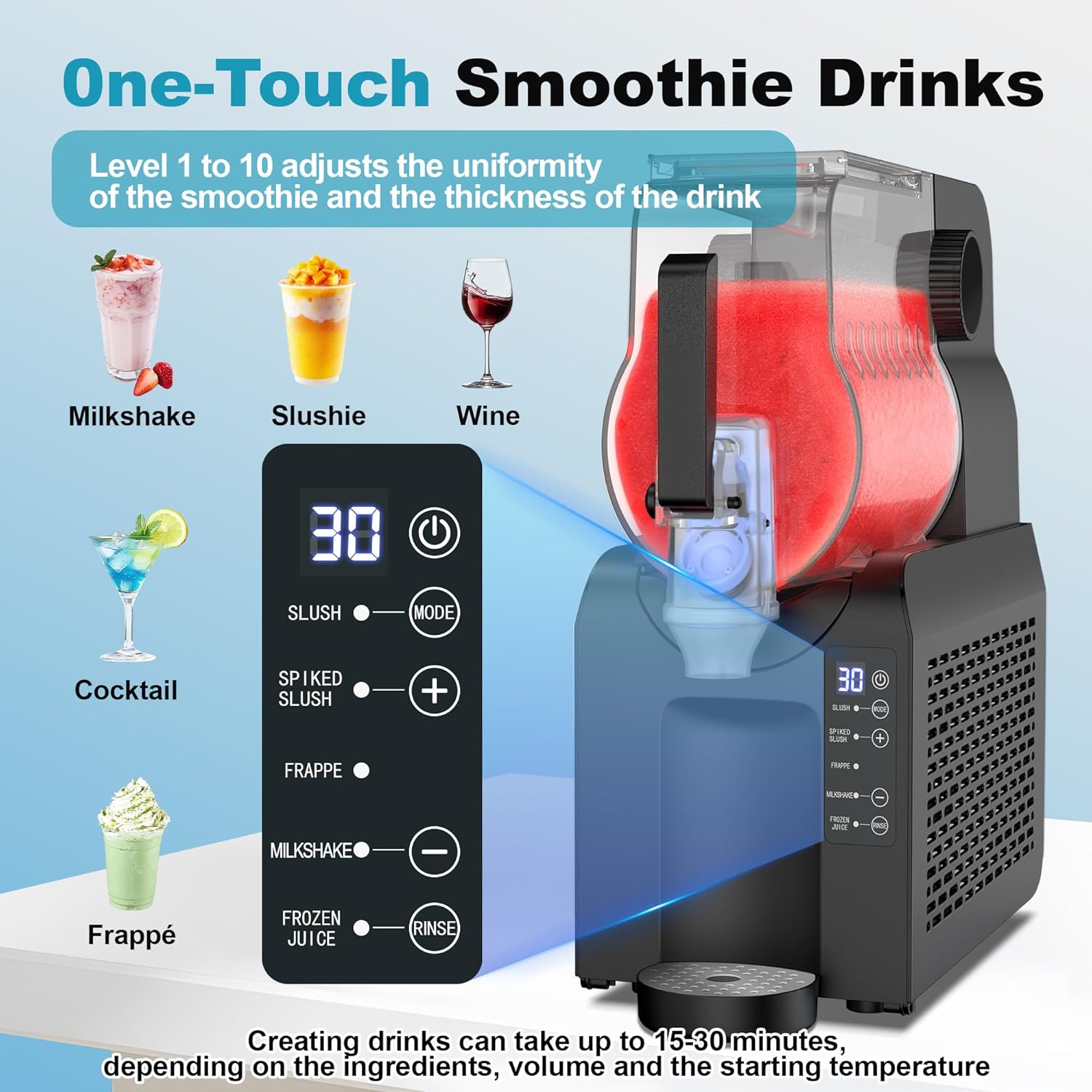 Commercial Slushy Machine, 88 oz. Slushy Maker Machine for Home, No Ice Needed, Slushie Machine with Adjustable Smoothie Thickness, Frozen Drink Machine for Smoothies, Frappés, Milkshakes, Cocktails